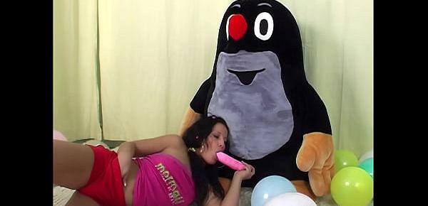  Sexy pornstar Nataly Lancaster masturbates with a big dildo